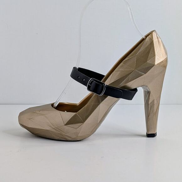 United Nude Shoes Lo Res Pump Womens EU 37 Rose Glitter Black Strap Heels - Picture 7 of 16